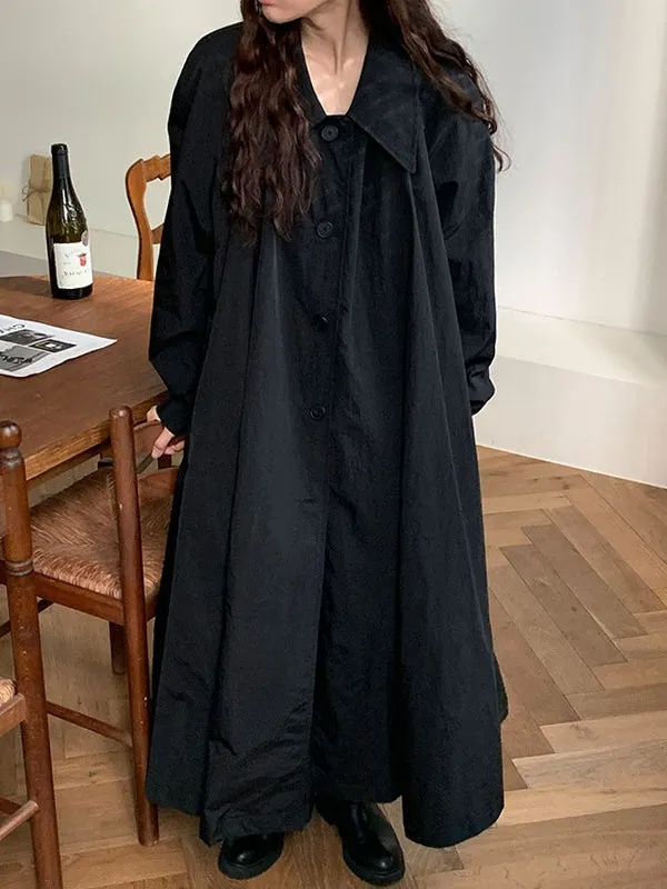 Loose Lapel Single-breasted Shirt Dress Trench Coat