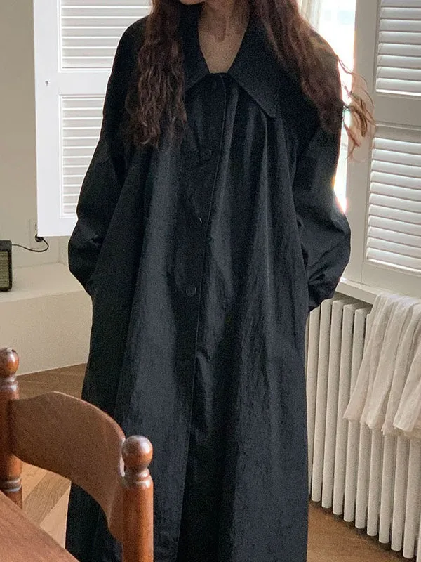 Loose Lapel Single-breasted Shirt Dress Trench Coat