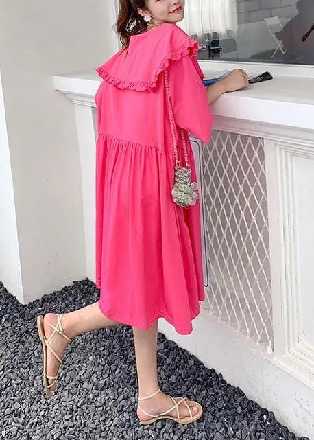 Loose rose Letter clothes For Women Ruffled Batwing Sleeve Dresses