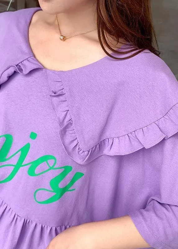 Loose rose Letter clothes For Women Ruffled Batwing Sleeve Dresses