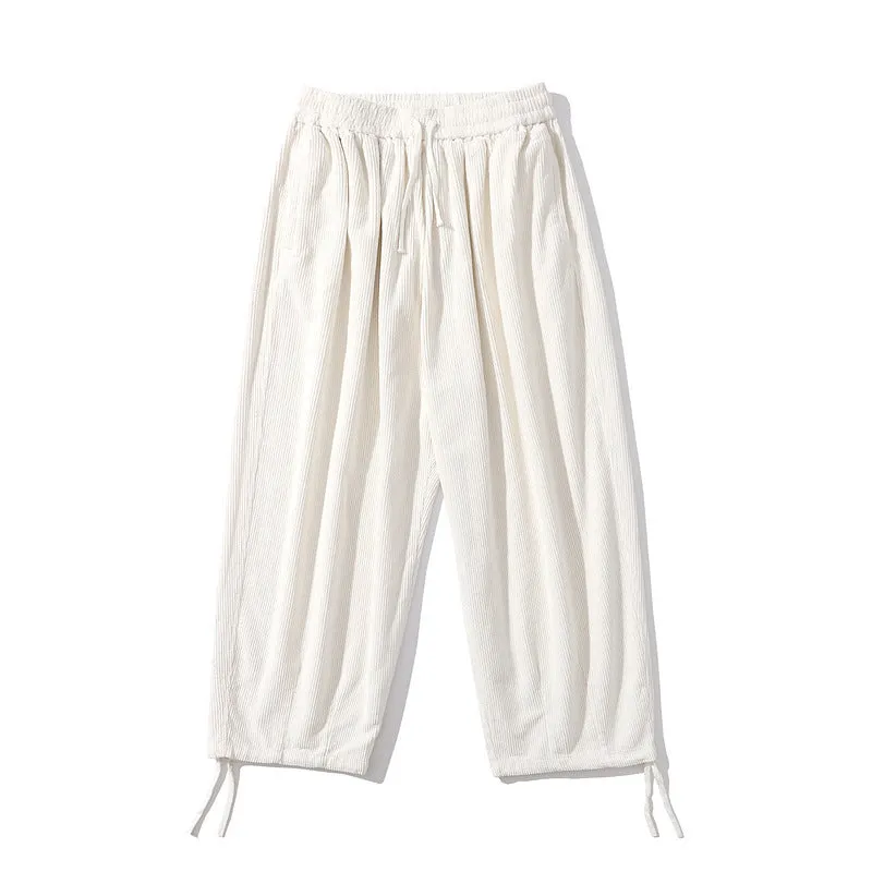 Man Fall Outfits Cargo Pants Street Straight Corduroy Casual Pants Loose Elastic Solid Color Simple Overalls Trousers