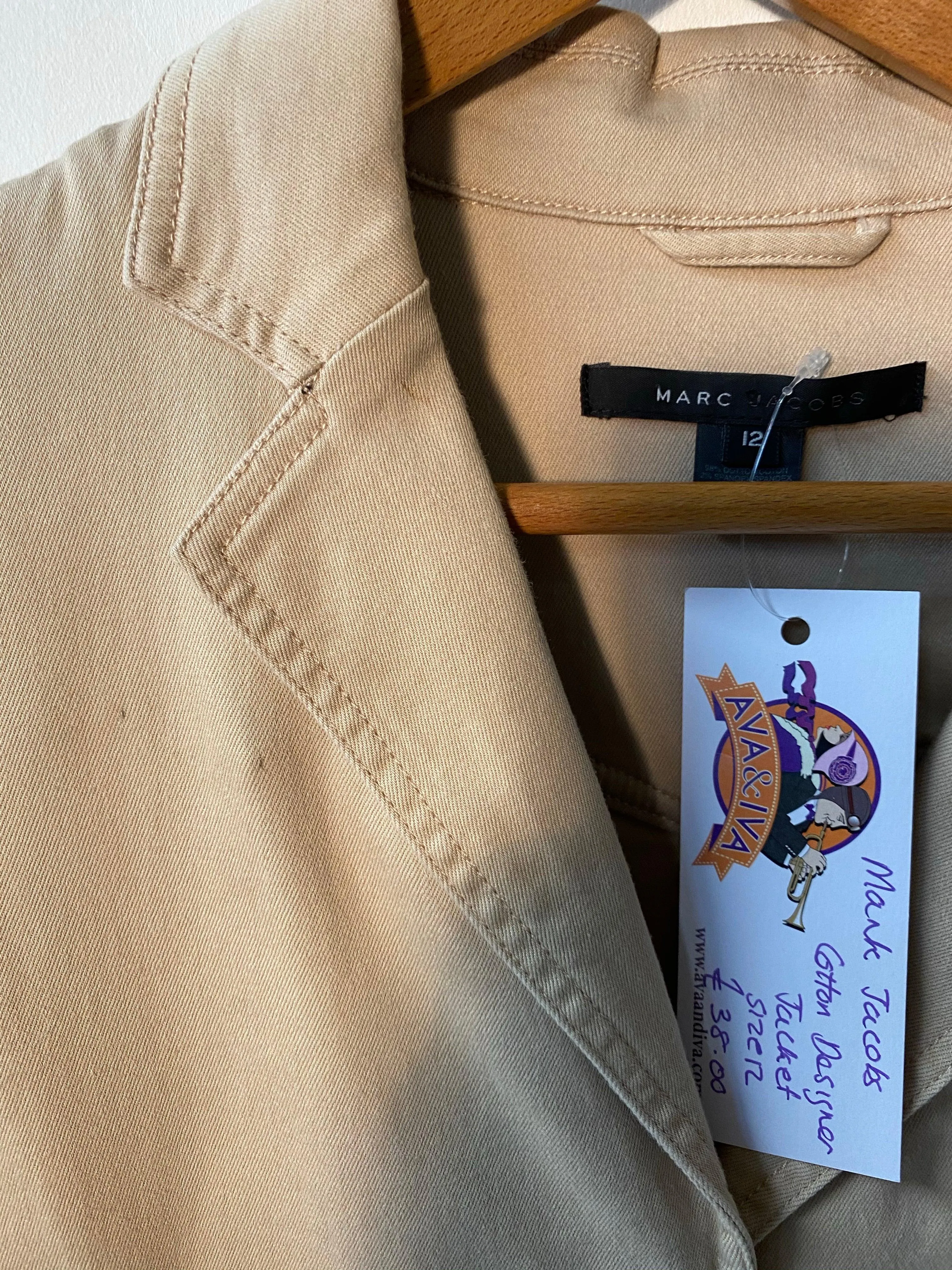 Marc Jacobs Designer Jacket Cotton Taupe Size 12