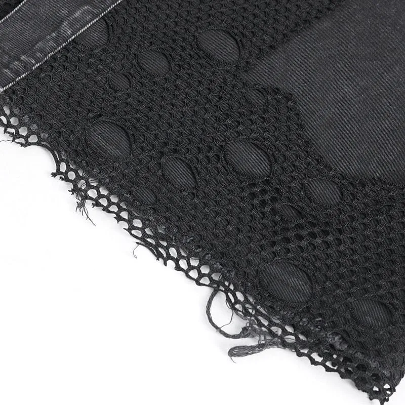 Men's Punk Multi-chain Distressed Vest