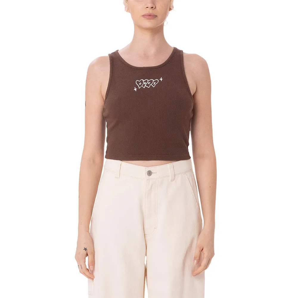 OBEY HEARTS RIB MEGAN TANK // DARK BROWN