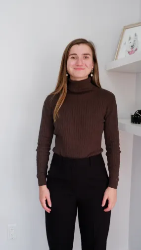Olive Silk & Cotton Cableknit Turtleneck - S
