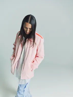 Orange & White Poplin Chiffon Sunset Layered Jacket
