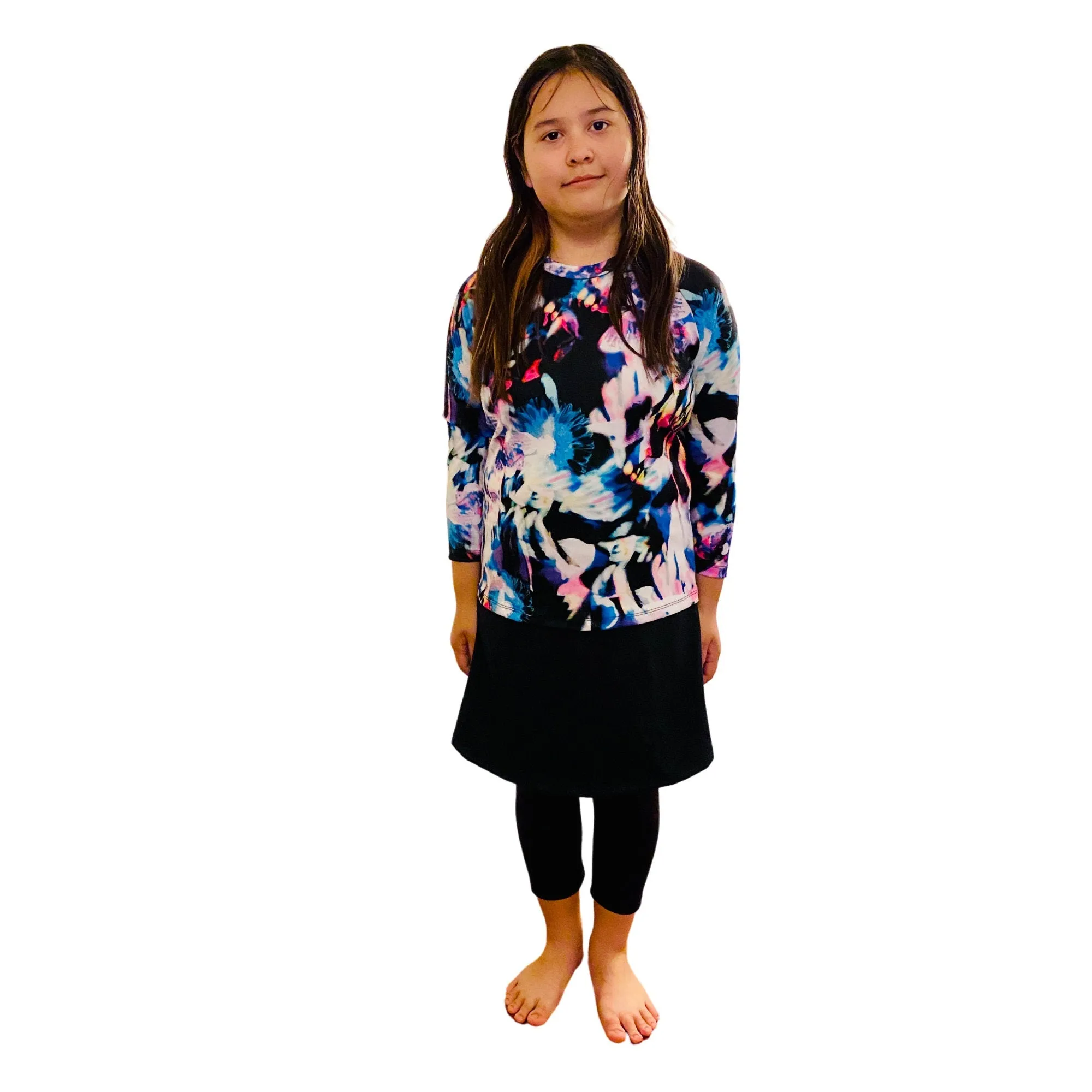 Plus Size Girls Swim Skirt, Skirted Leggings, Girls Modest Swimwear, Tzniut Swim Skirt, Islamic Girls , Black Skirt & Leggings, Activewear