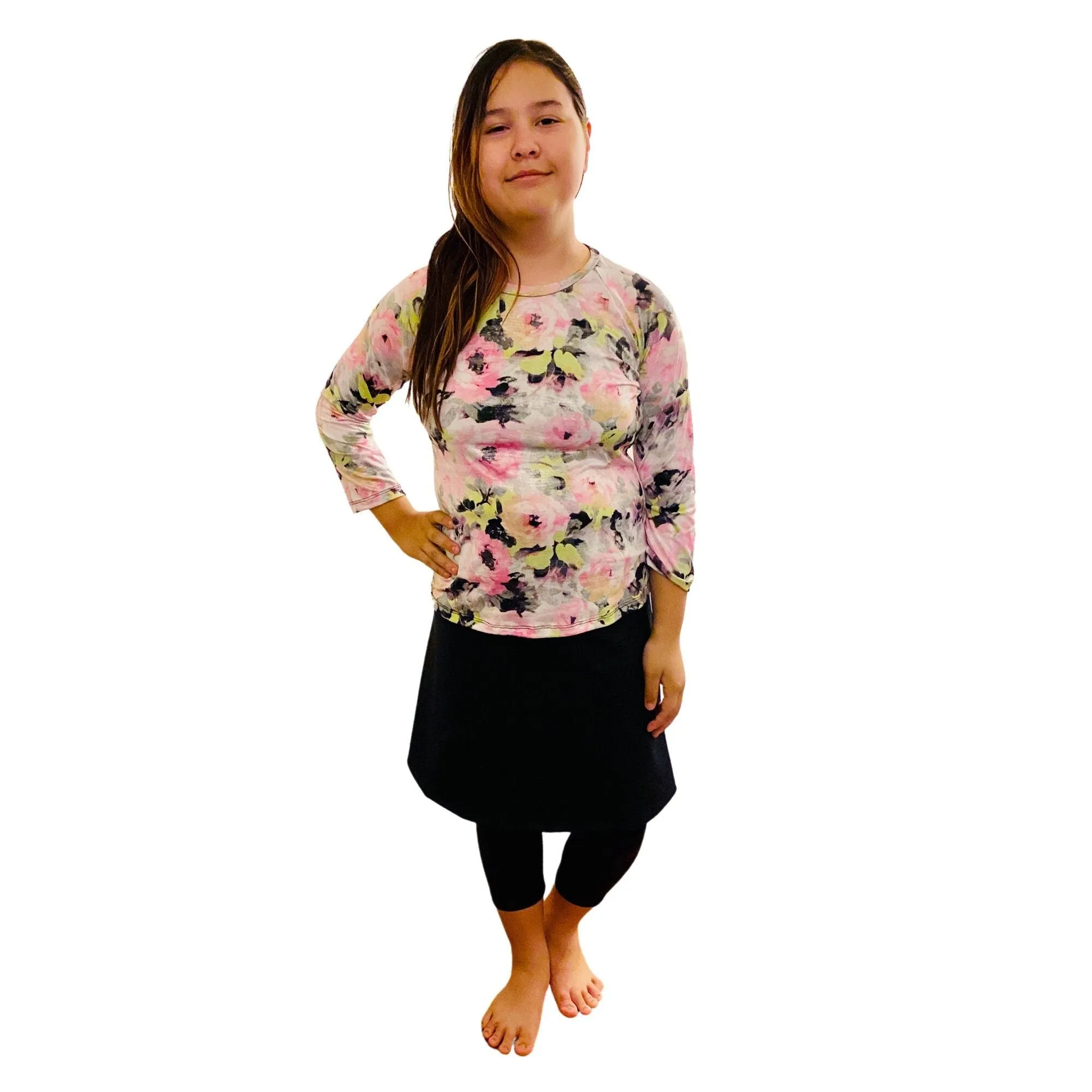 Plus Size Girls Swim Skirt, Skirted Leggings, Girls Modest Swimwear, Tzniut Swim Skirt, Islamic Girls , Black Skirt & Leggings, Activewear