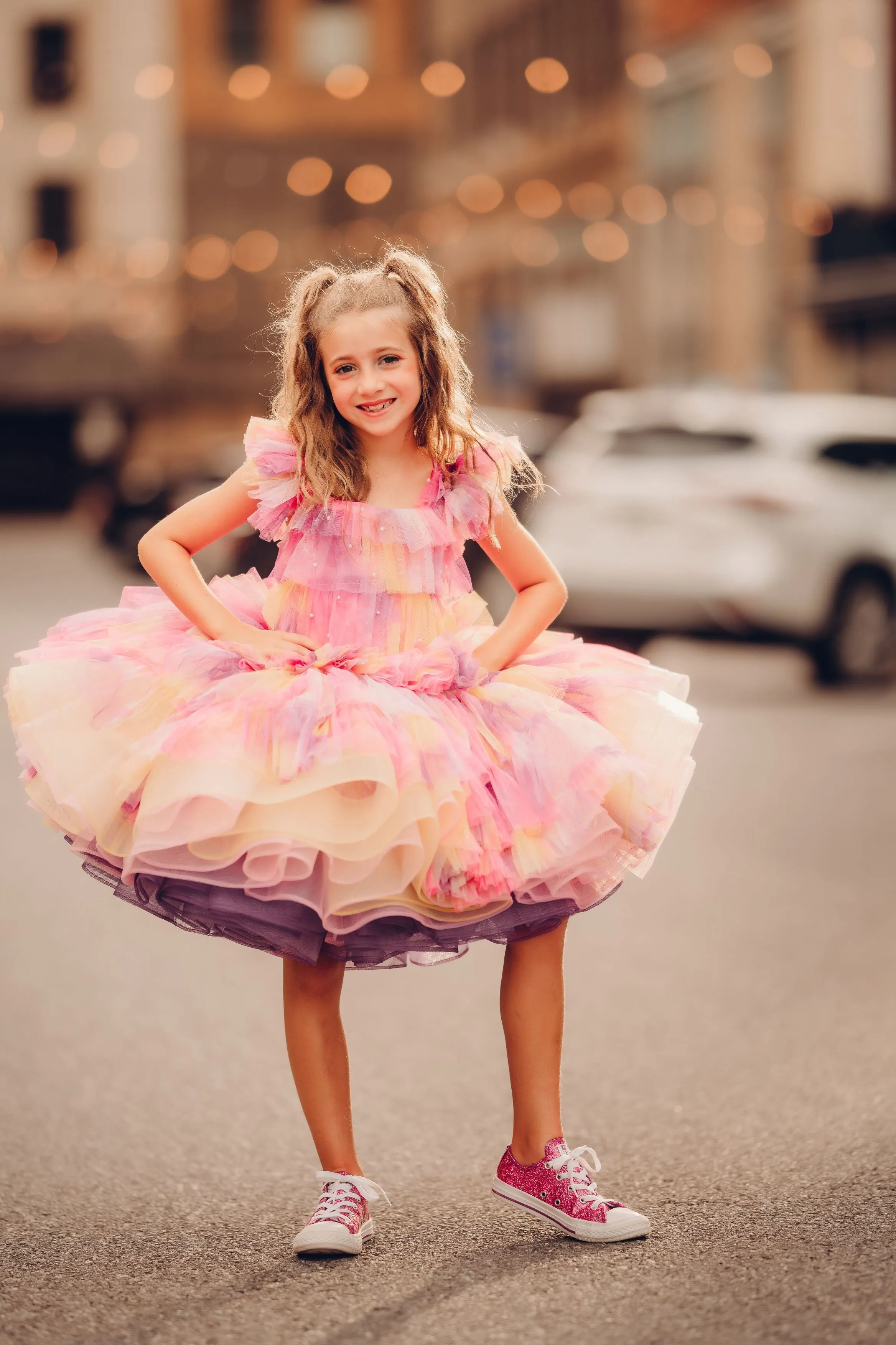 "Sunset Sorbet" petal  Length Dress ( 6 Year - Petite 7 Year)-