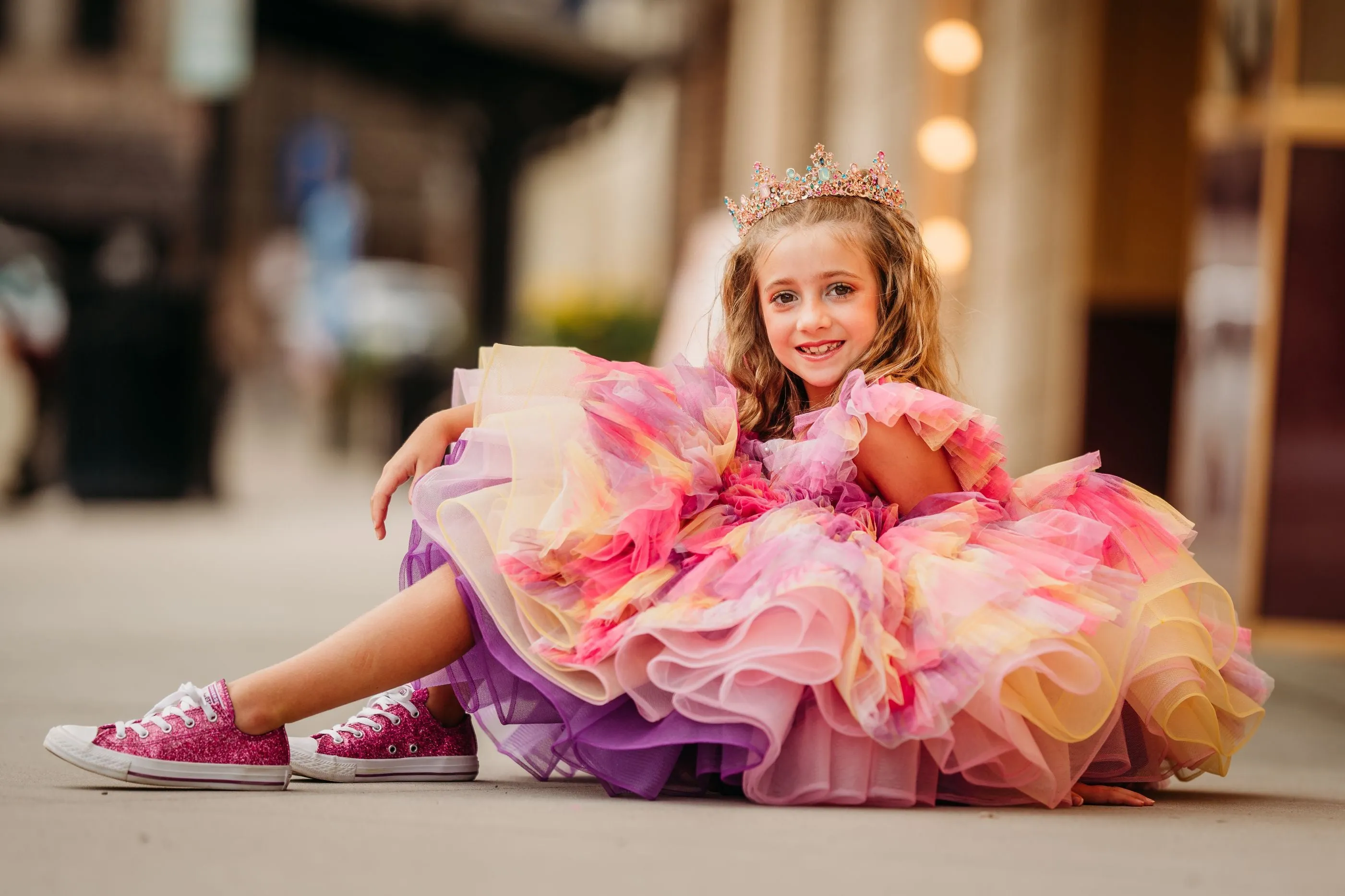 "Sunset Sorbet" petal  Length Dress ( 6 Year - Petite 7 Year)-