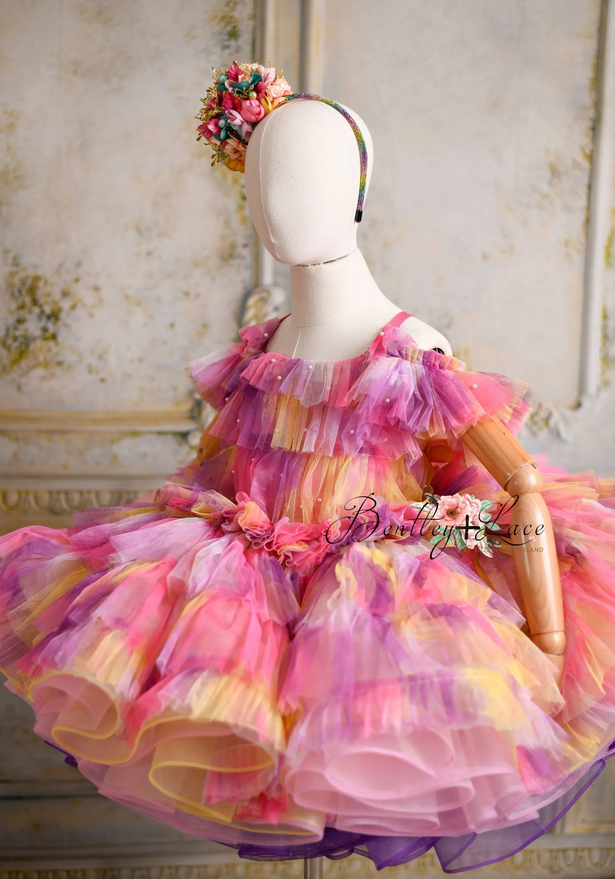 "Sunset Sorbet" petal  Length Dress ( 6 Year - Petite 7 Year)-
