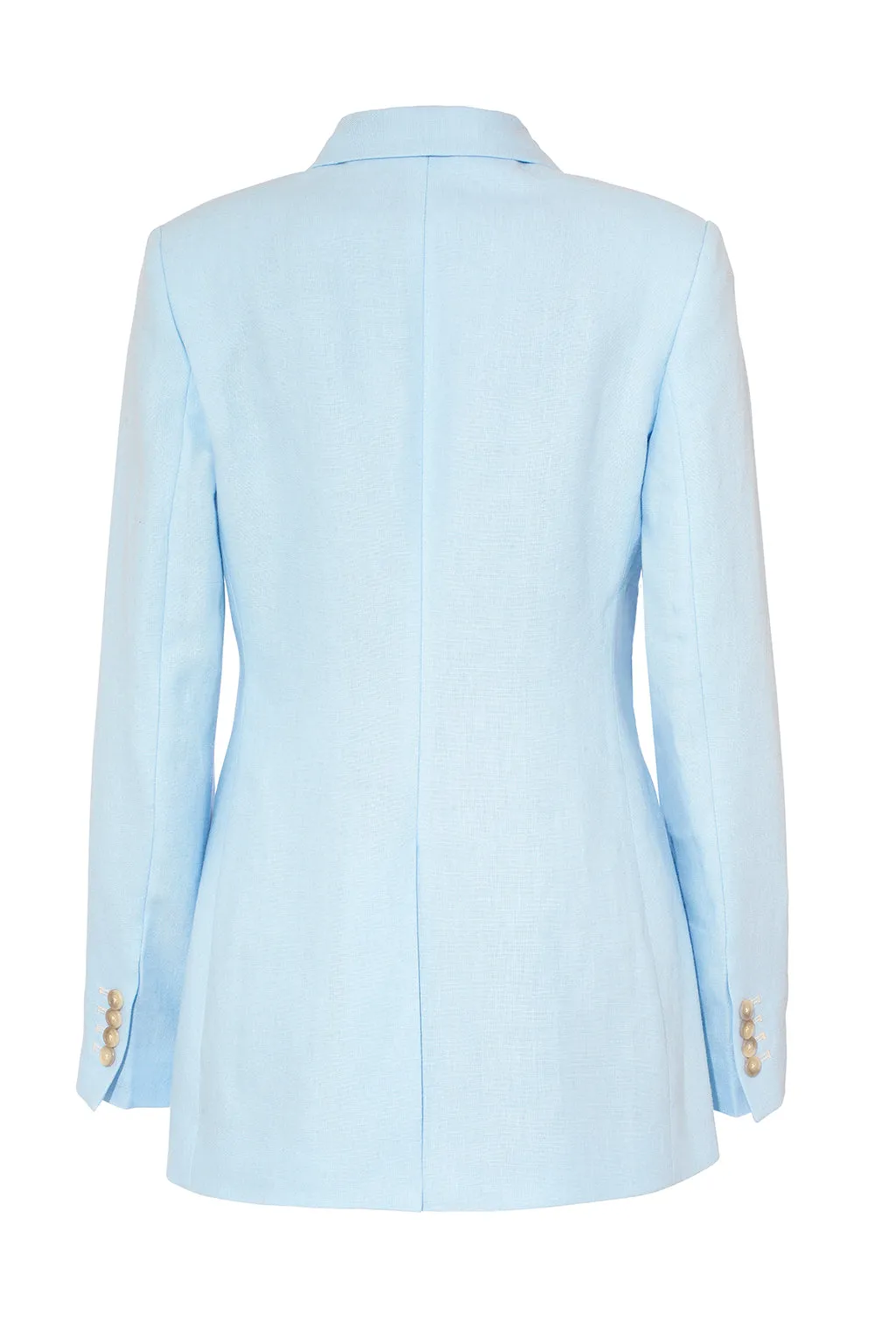 Single-Breasted Blazer in Sky Blue Linen by Anna James