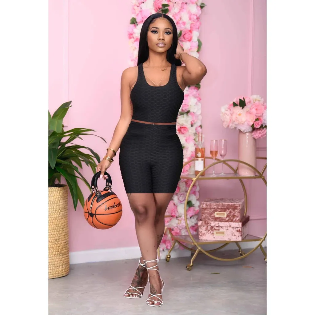 Solid Crop Tank Top   Short Leggings Wholesale Leggings And Tops For St. Patrick'S Day
