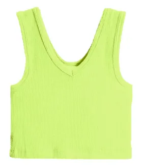 Suzette - Lime Green Waffle Tank