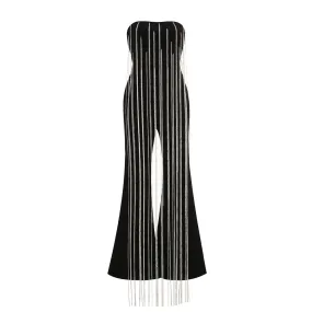 Trend4us Women's Tassel Chains Strapless Jumpsuit