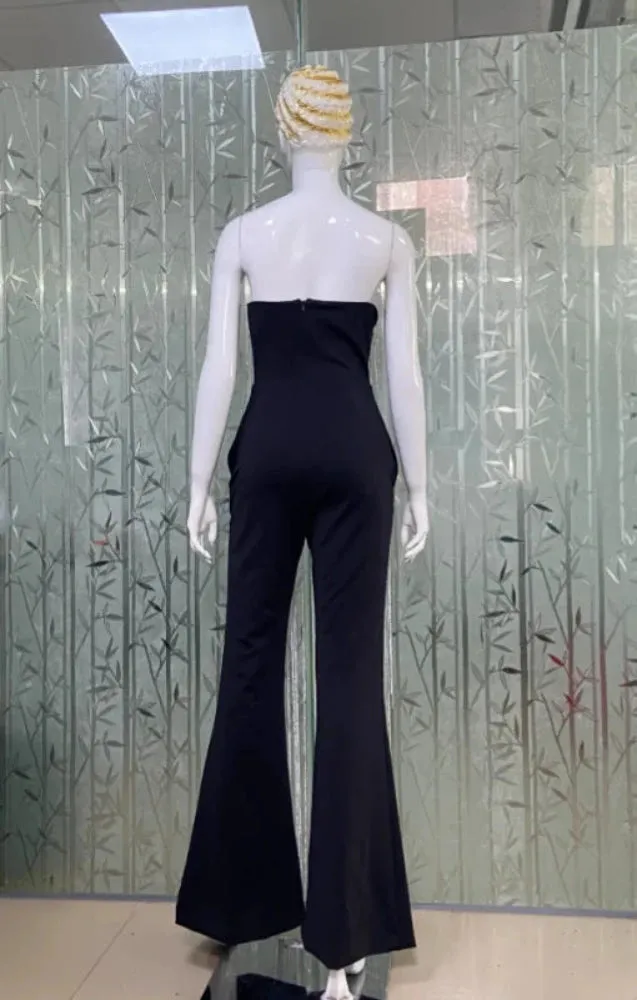 Trend4us Women's Tassel Chains Strapless Jumpsuit