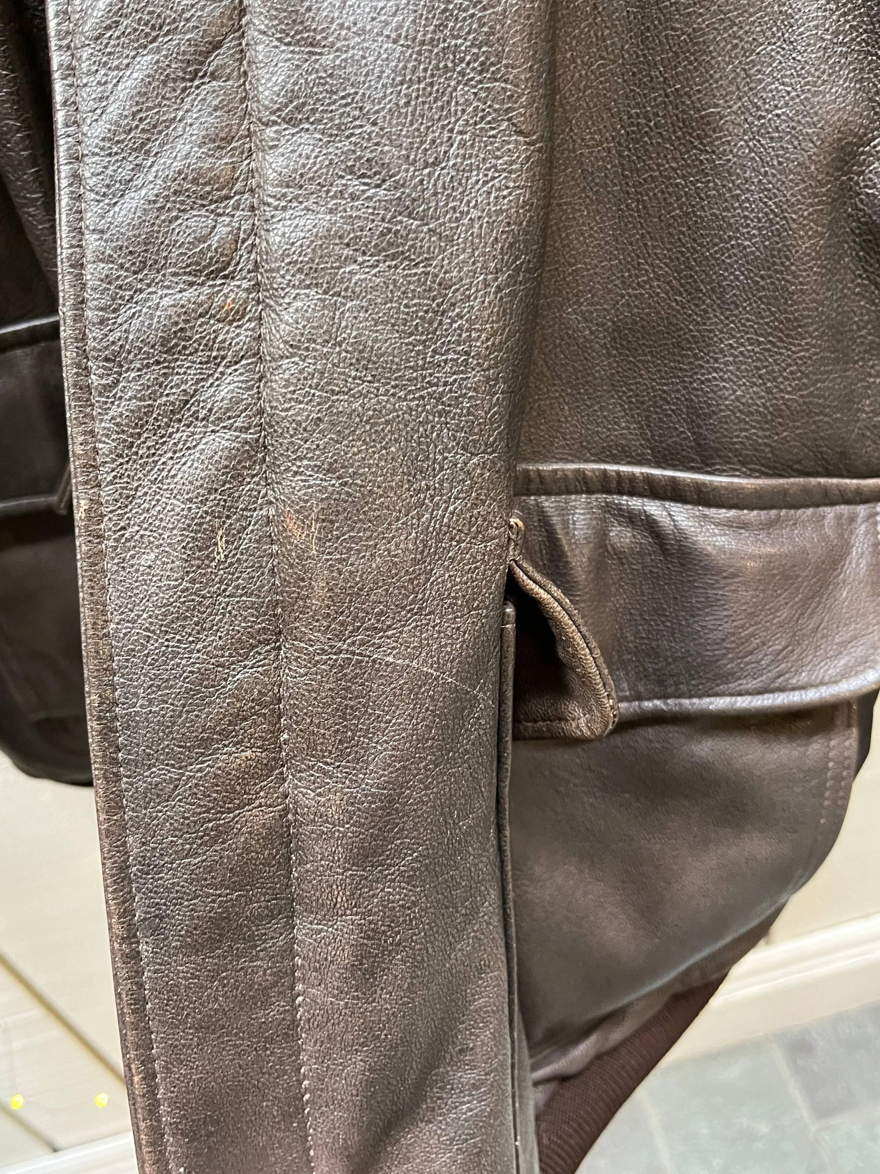 Vintage 80’s Flying Tiger LL Bean Brown Leather Retro Flight Jacket, Made in USA, Size LargeSOLD