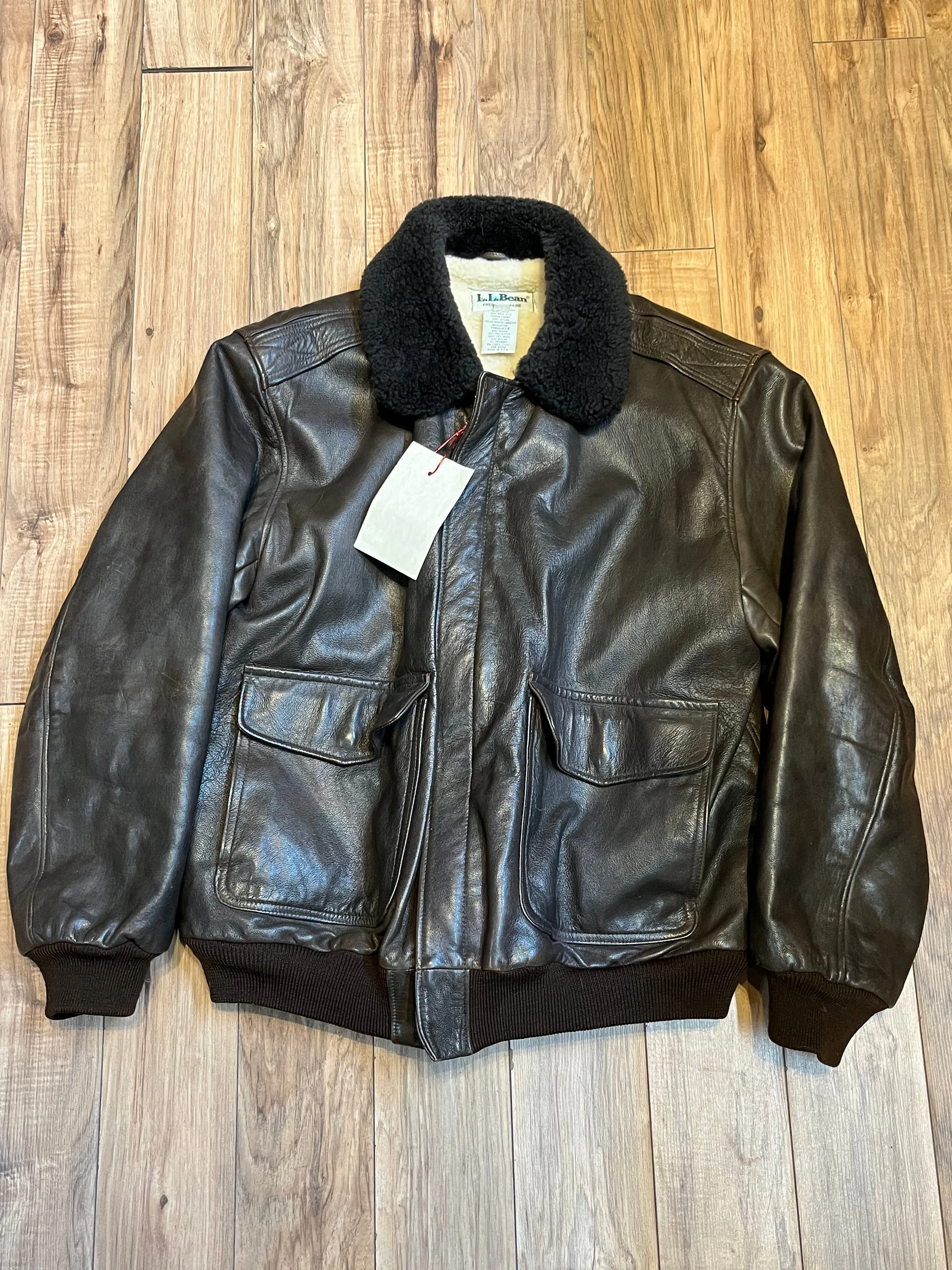 Vintage 80’s Flying Tiger LL Bean Brown Leather Retro Flight Jacket, Made in USA, Size LargeSOLD