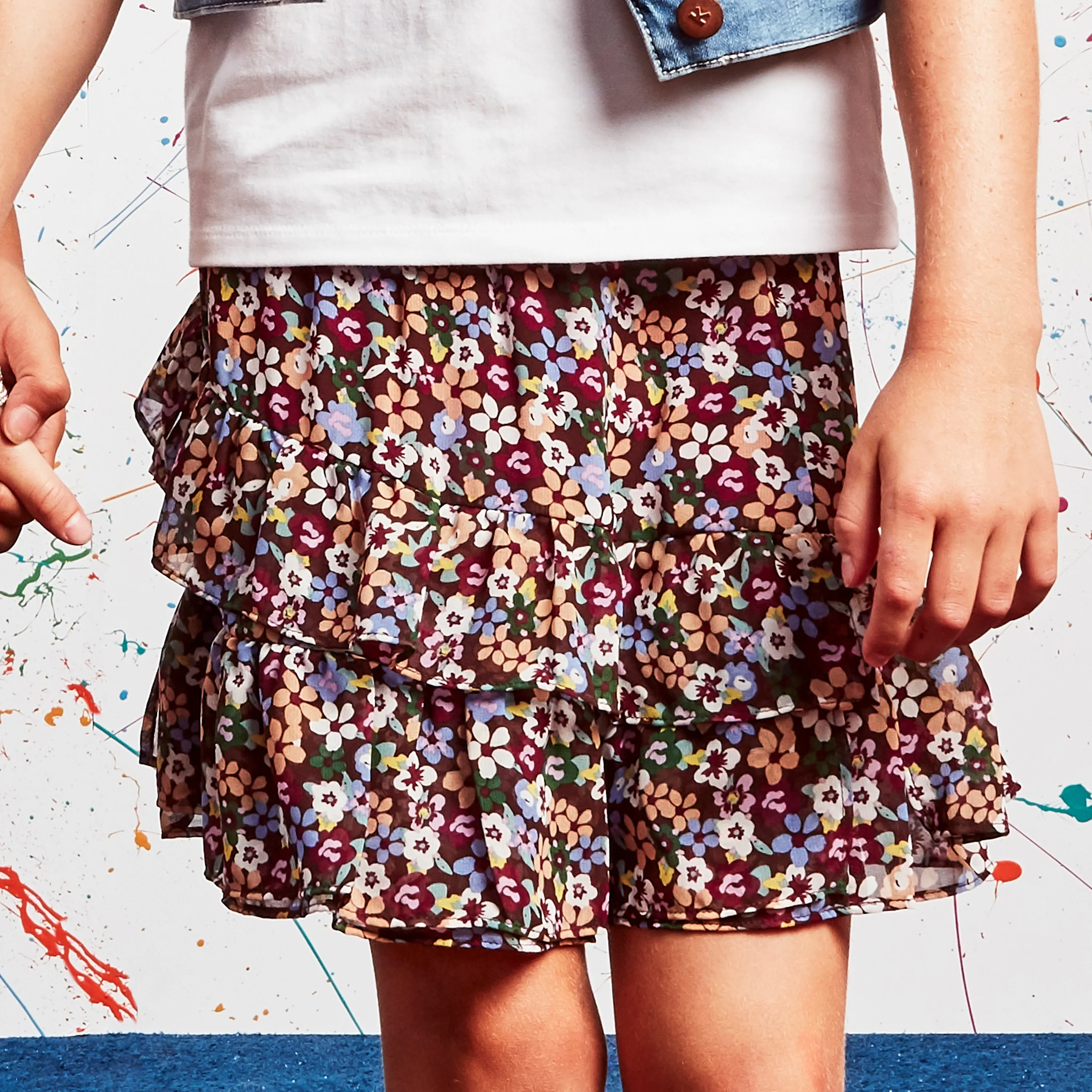 Winter Floral Asymmetrical Skirt
