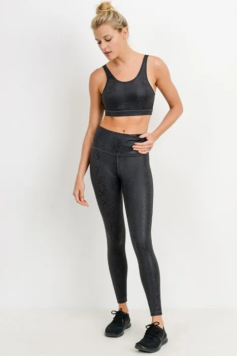 WOMEN'S SNAKE PRINT CRISS-CROSS SPORTS BRA