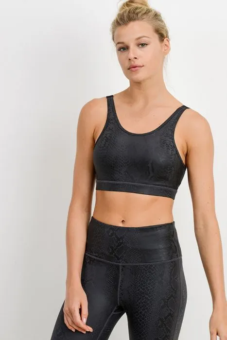WOMEN'S SNAKE PRINT CRISS-CROSS SPORTS BRA