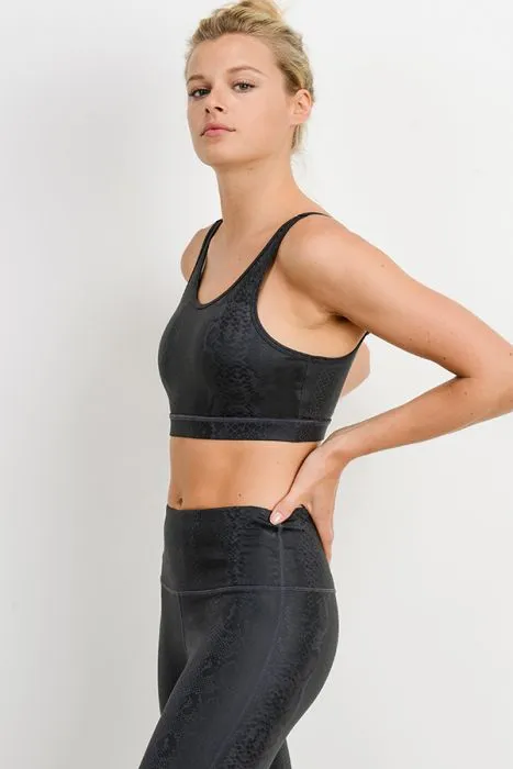 WOMEN'S SNAKE PRINT CRISS-CROSS SPORTS BRA