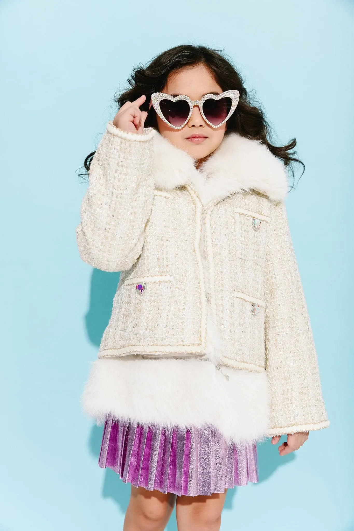 Womens Snow White Tweed Coat